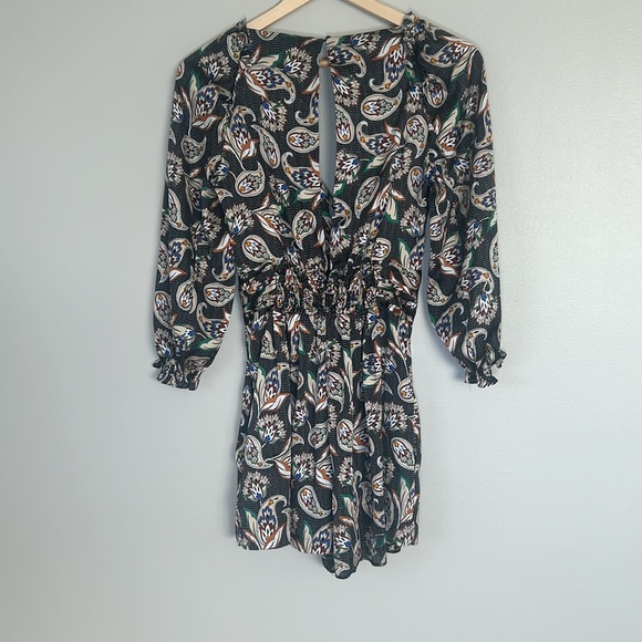 Maje Isley Paisley Print Satin Romper Wrap-effect printed  playsuit Size M - Picture 9 of 16